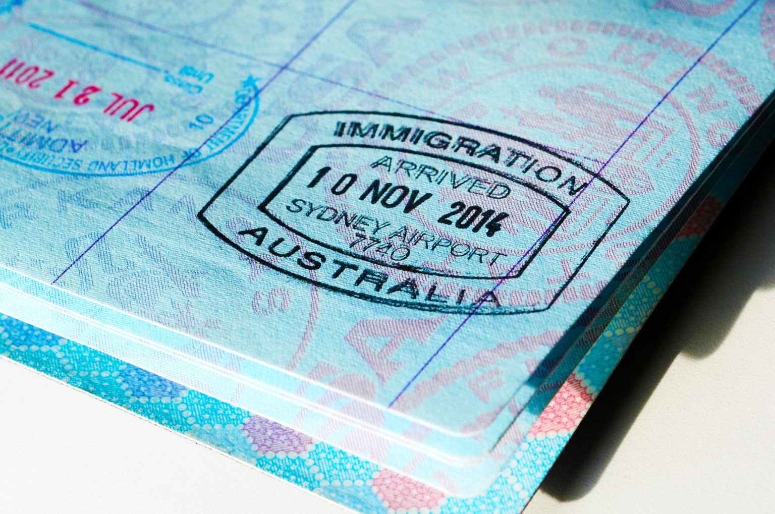 photo of passport stamp showing arrival to sydney airport
