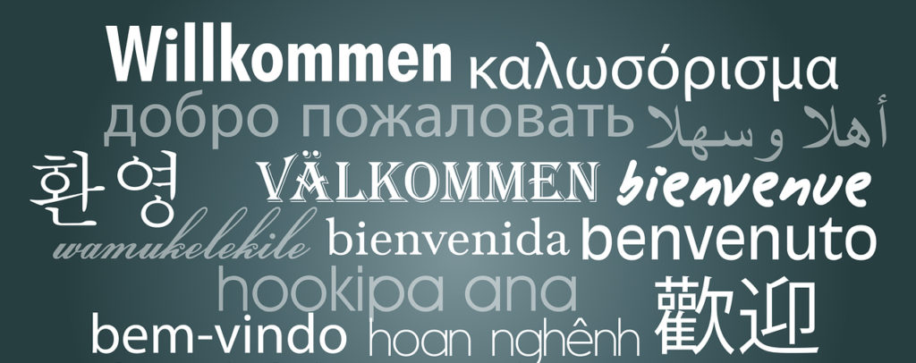 the word "welcome" in many languages