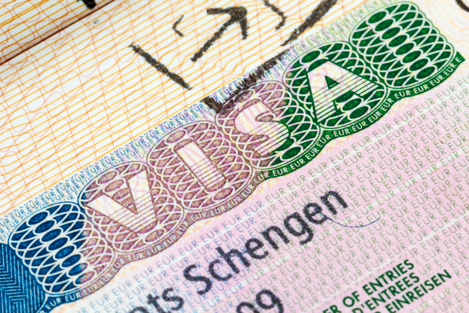 close-up of visa page